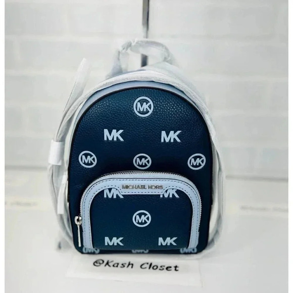 Michael Kors Jaycee Extra-Small Logo Debossed Convertible Backpack Navy Multi